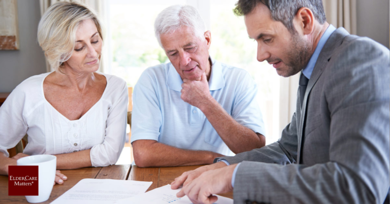 Financial advisors helping clients plan for elder care needs